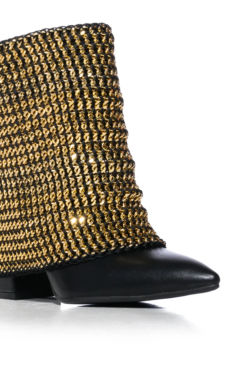 AZALEA WANG HAVANNAH CHAIN COVERED BOOTIE IN BLACK