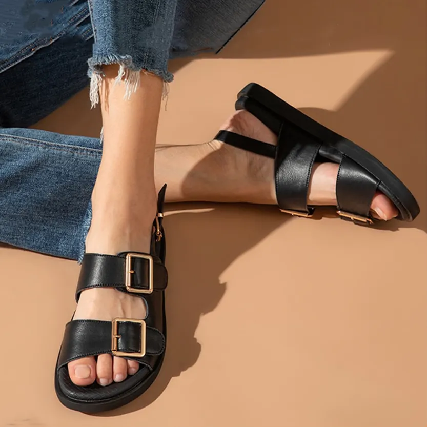 Funki Buys | Shoes | Women's Summer Leather Slide Sandals