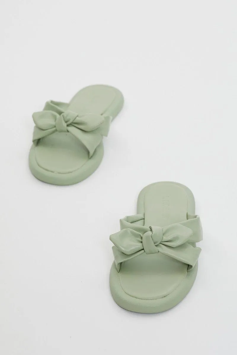 Green Bow Tie Detail Flat Sliders