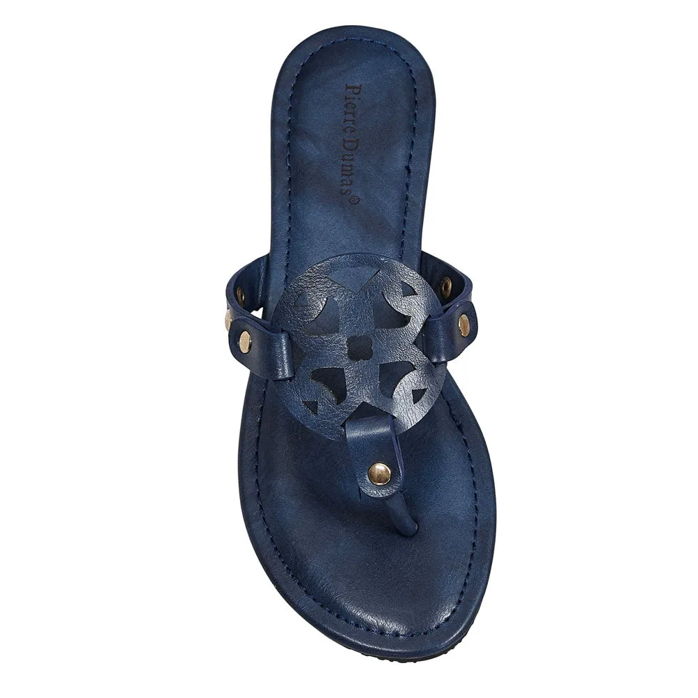 Pierre Dumas Vegan Leather Flat Slip On Sandal- Limit-20