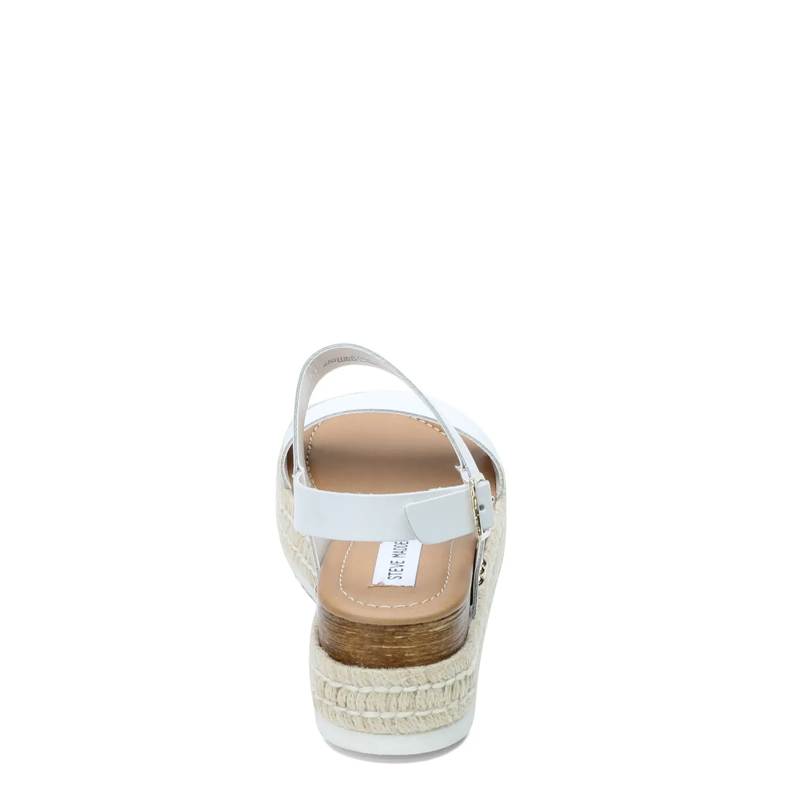 Steve Madden Catia White Leather Ankle Strap Open Toe Wedges Espadrilles Sandals