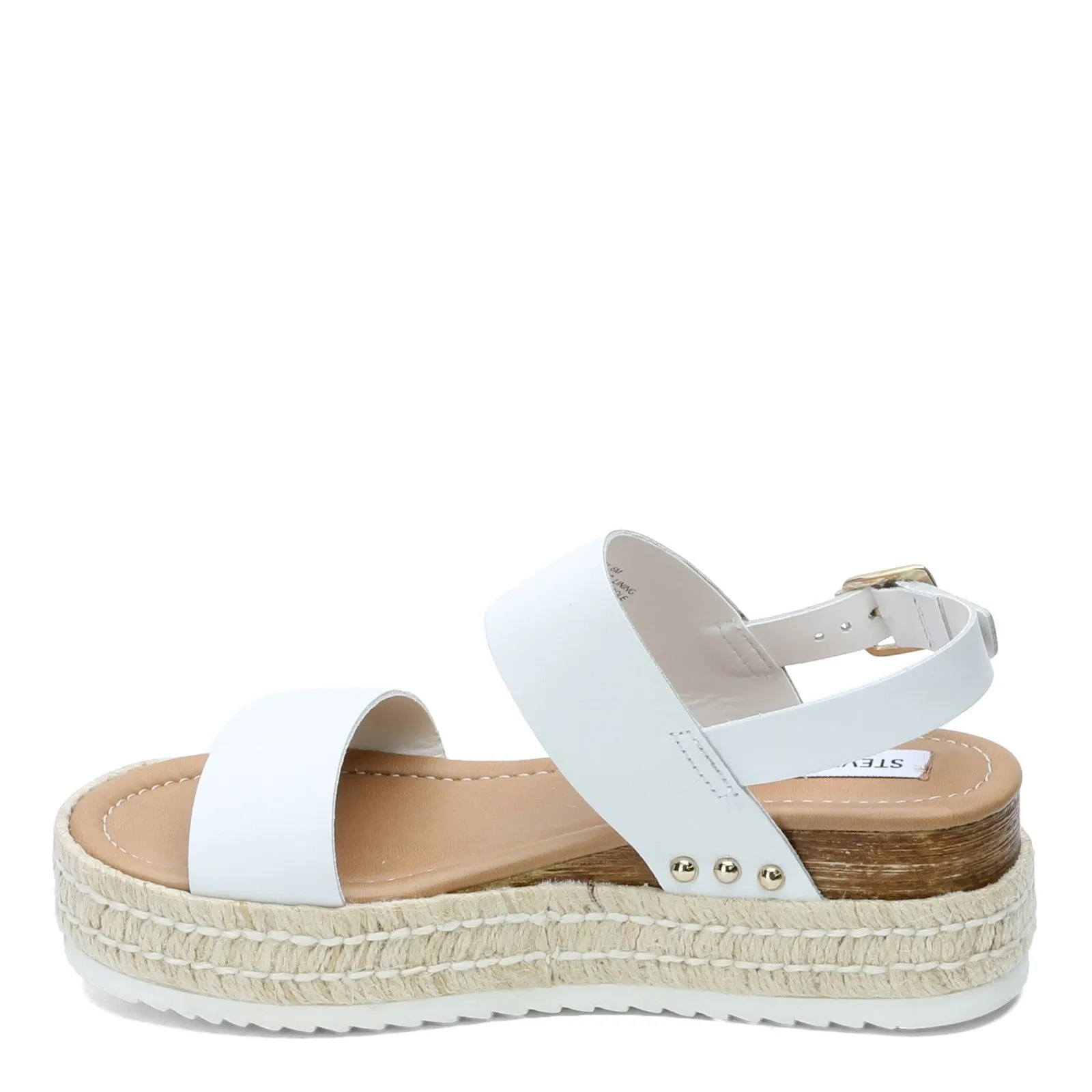 Steve Madden Catia White Leather Ankle Strap Open Toe Wedges Espadrilles Sandals