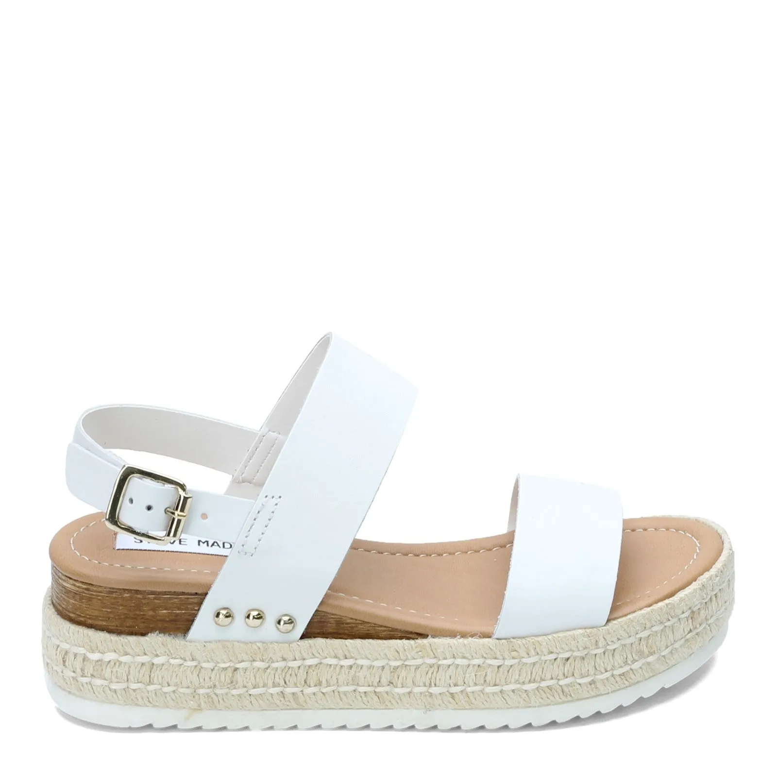 Steve Madden Catia White Leather Ankle Strap Open Toe Wedges Espadrilles Sandals