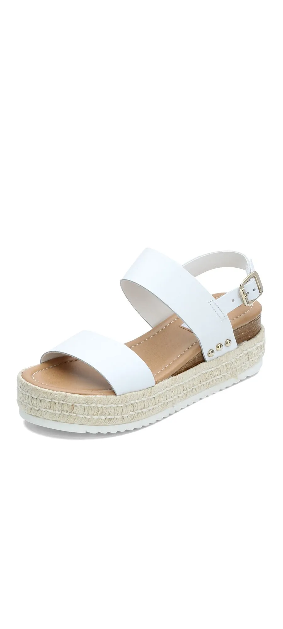 Steve Madden Catia White Leather Ankle Strap Open Toe Wedges Espadrilles Sandals