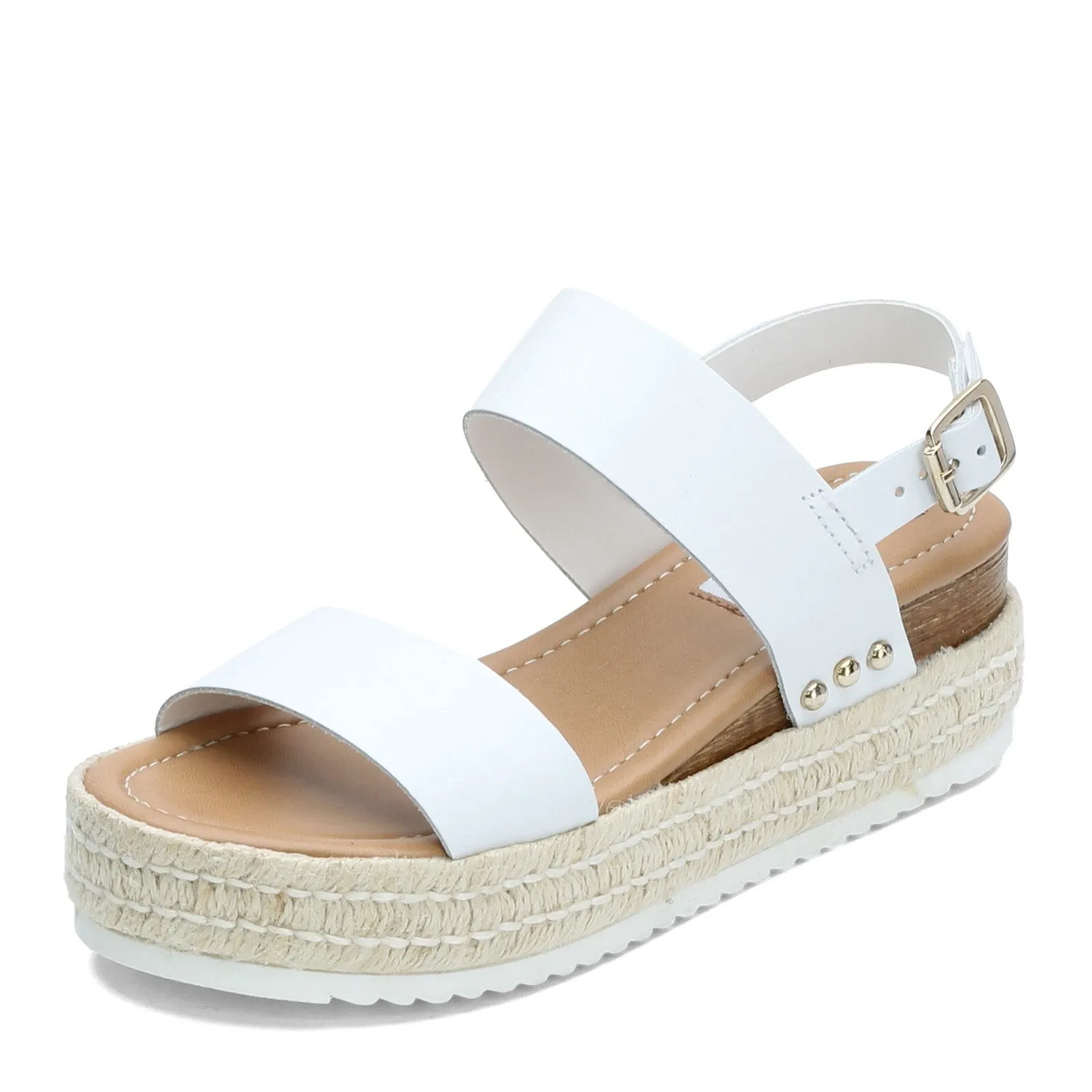Steve Madden Catia White Leather Ankle Strap Open Toe Wedges Espadrilles Sandals